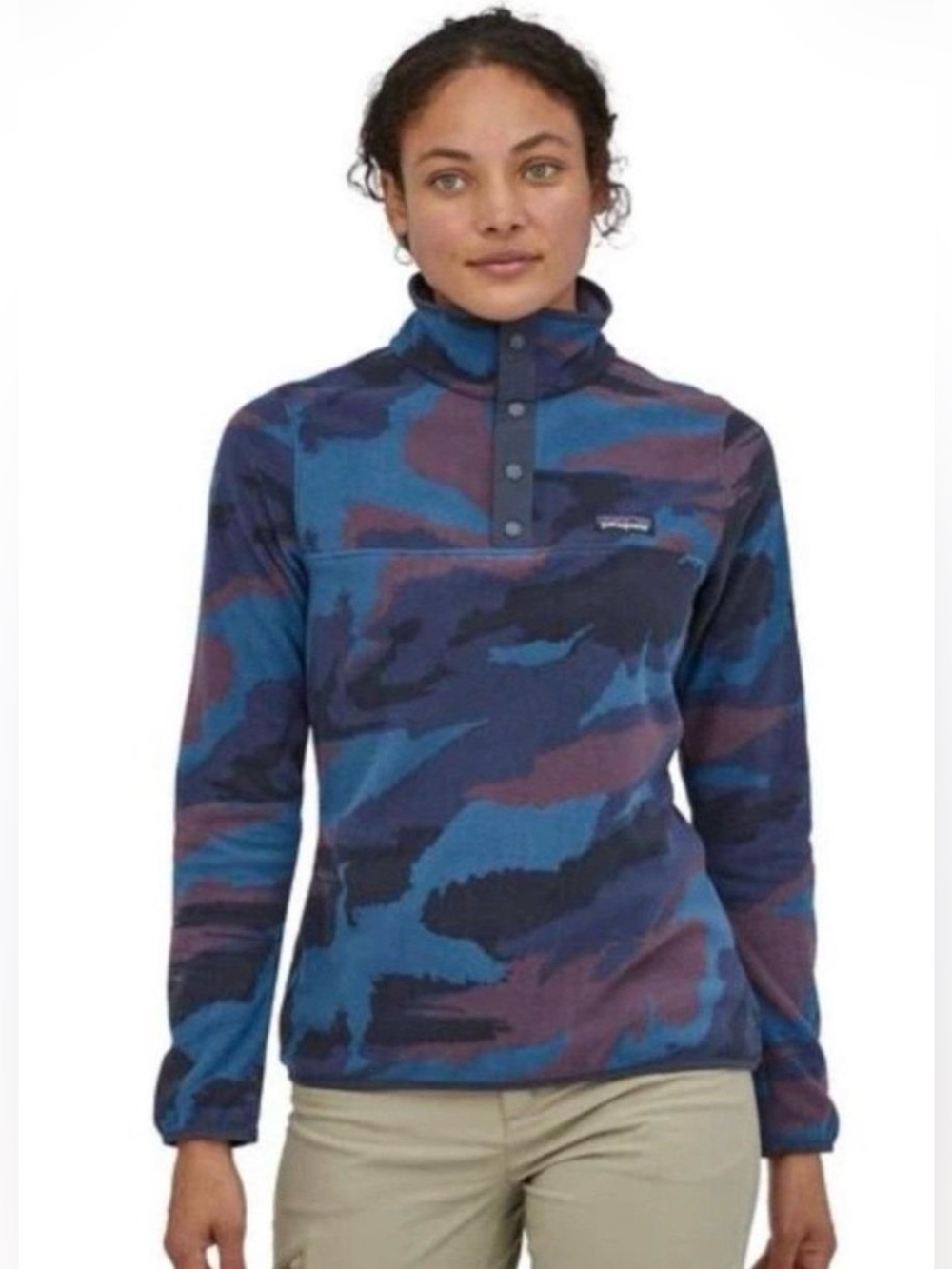 Patagonia Pullover Snap-T in Blue and Plum Camo